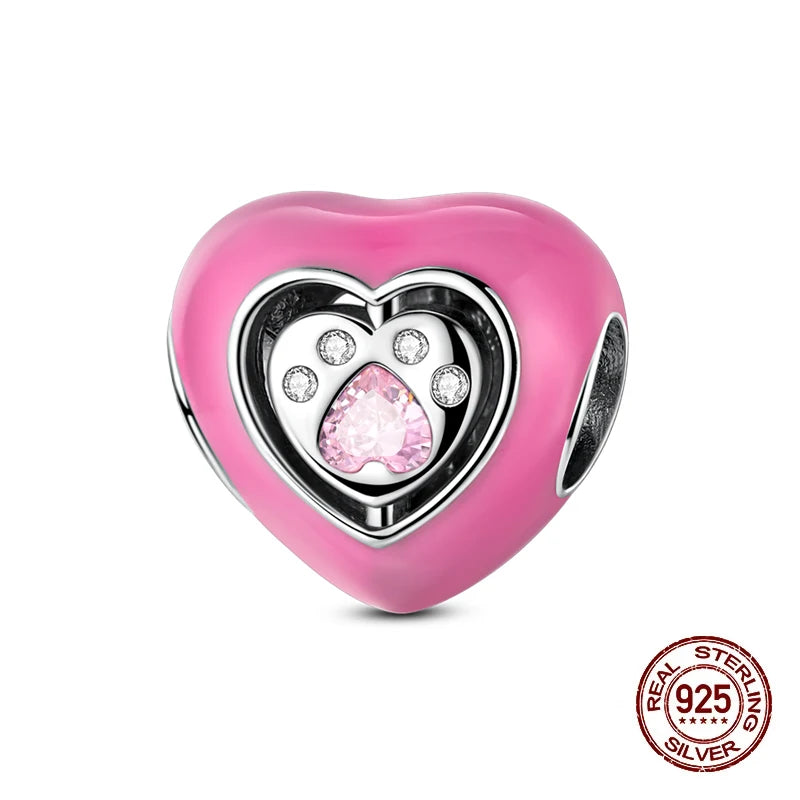 Fit Original 925 Sterling Silver Charms Beads Luminous Easter Egg Pink Baskets Charms for Women Fine DIY Birthday Jewelry Gifts