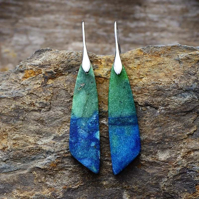 Bohemian Emperor Stone Geometric Pendant Earring Popular Natural Stone Jewelry Earrings for Women Luxury Boho Girl Jewelry