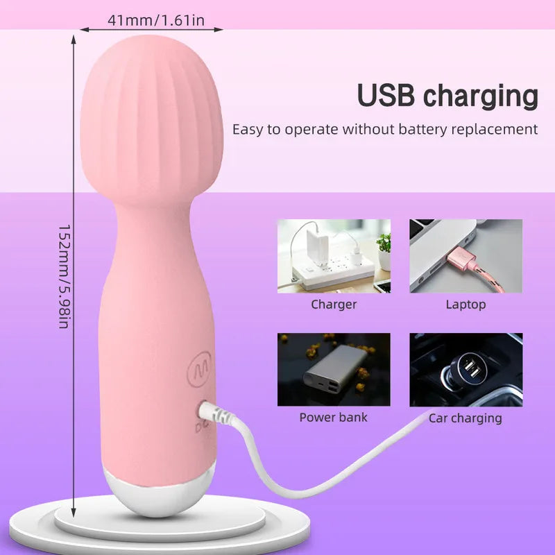 10 Vibrator Modes Strong Vibration Mini Magic Stick USB Charging Massager Clitoris G-Spot Vibrators Sex Toy For Women Adults 18