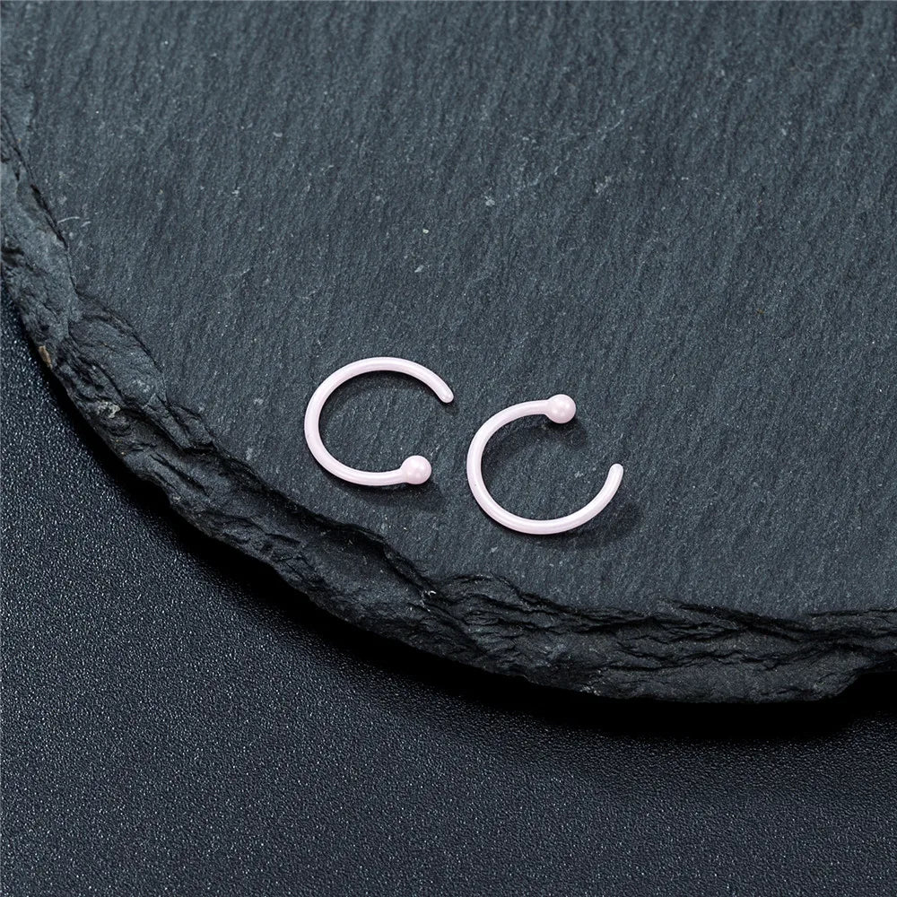 MKENDN 8MM Hypoallergenic Bioceramic Hoop Earrings for Healing Piercings Medical Grade Studs Ear Posts Anti-Allergy Ear Jewelry