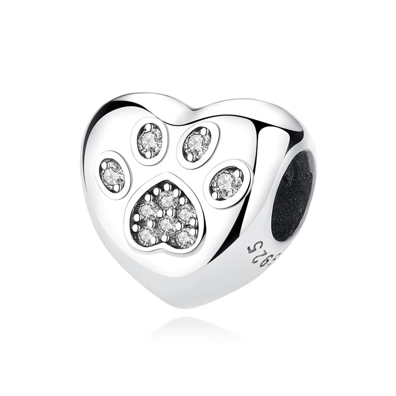 Original 925 Sterling Silver Charms Love Pets Dog Cat Paw Print Pendant Beads Fit Brand Bracelets Necklaces Women DIY Jewelry - Madeinsea©