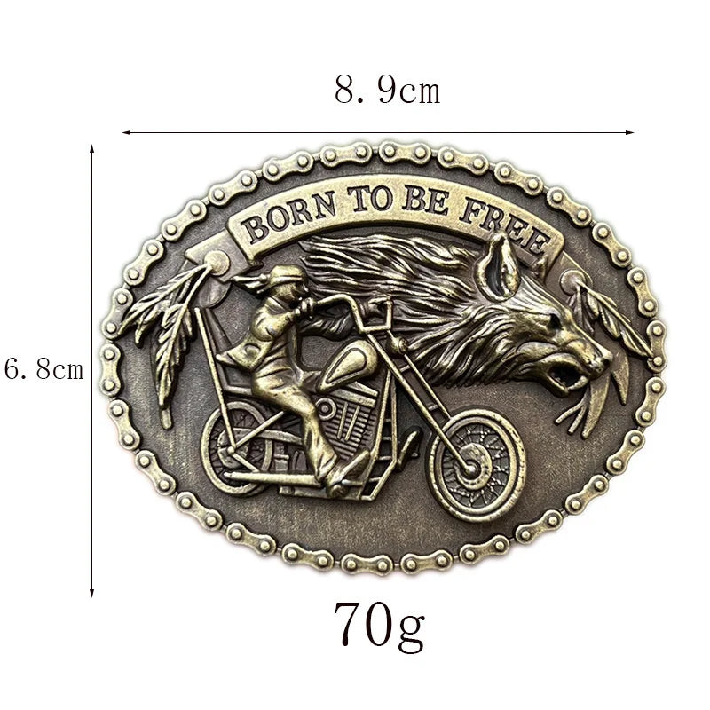 Motorcycle rider Wolf head belt buckle Western style