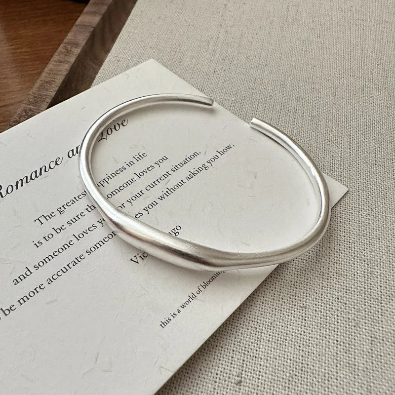 Bracelet en métal 100 % argent sterling 925 massif pour femmes et hommes, style vintage, fait à la main, simple, en or, cadeau d'anniversaire, S-B451