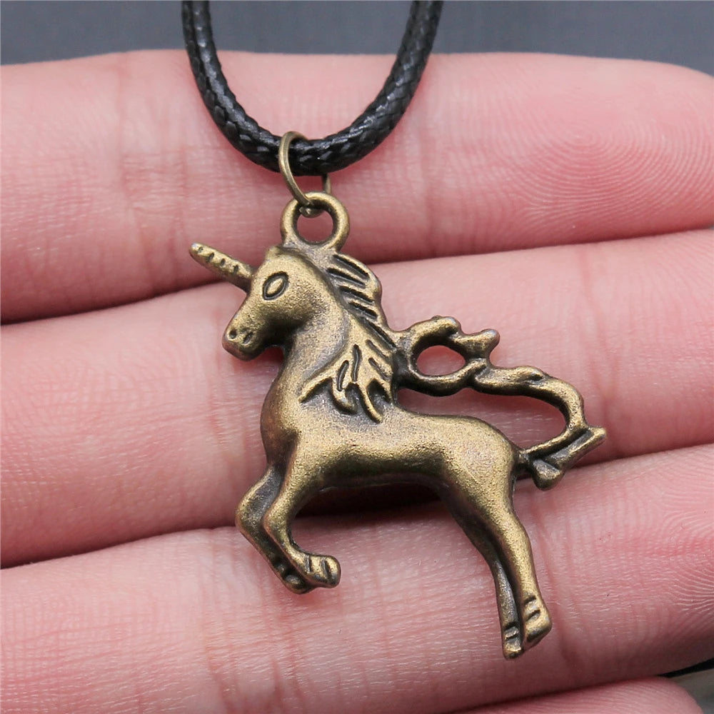 Animal Black Leather Necklace Elephant Wolf Dragon Horse Gecko Lizard Pendant Necklace For Women Men Boy Girls
