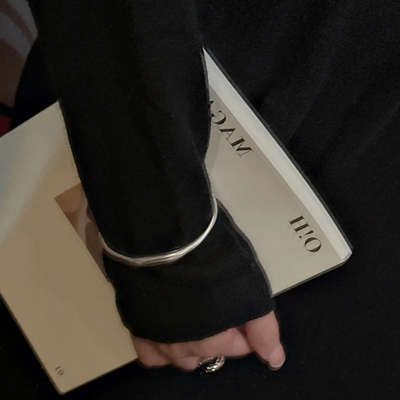 100% Solid 925 Sterling Silver Metal Bracelet for Women Men Vintage Handmade Simple Gold Bracelet Birthday Gift S-B451