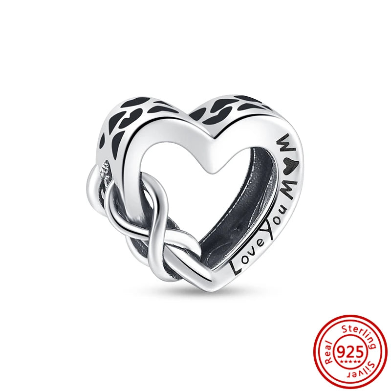 Authentic 100% 925 Sterling Silver Fit Original Pantaro Charms Bracelet Heart Round Style Simple Beads Women DIY Jewelry Making