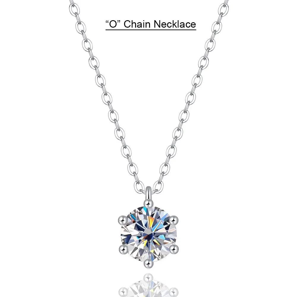Serenty 1ct D Color Moissanite Pendant Necklace for Women Wedding Bridal 100% S925 Sterling Silver Neck Chain Plated 18K Jewelry