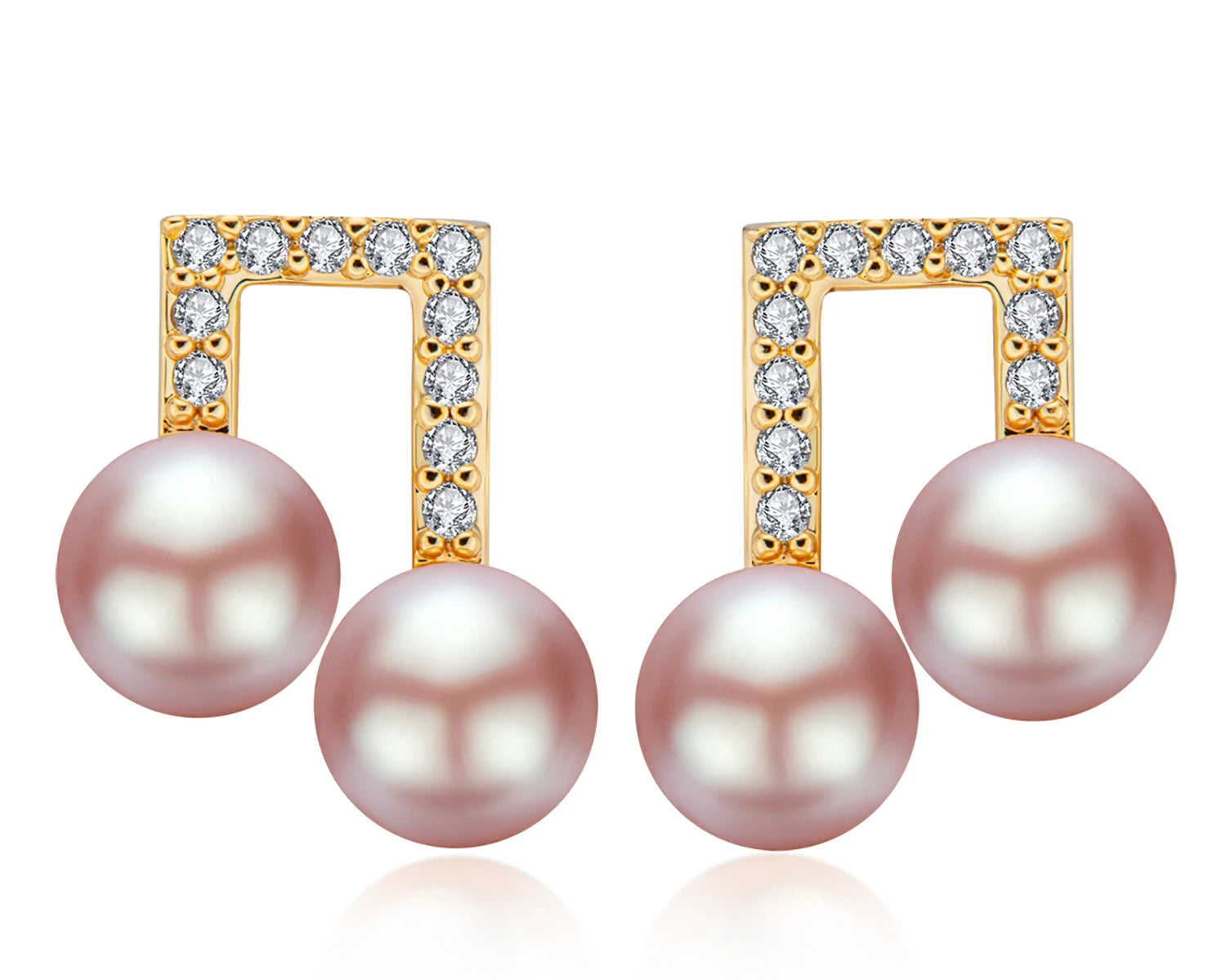 14K Gold Freshwater Pearls Musical Notes Pendant Earrings For Women Fashion Party Anniversary Jewelry Accessories Earings