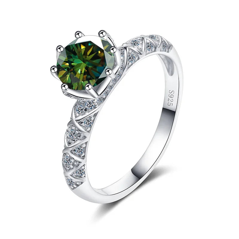 BagueRingen Round Cut 1ct VVS D Color Moissanite Ring For Women S925 Sterling Silver Plated Pt950 Gold Wedding Luxury Jewelry