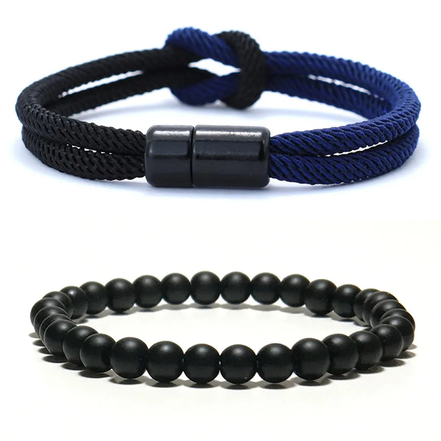 8 Styles Men Bracelet Set 2Pcs/Pair Grade A 4mm Bicolor Lucky Chinese Knot Cord Chain Braclet Pulseria Hombre Ukrainian Braslet