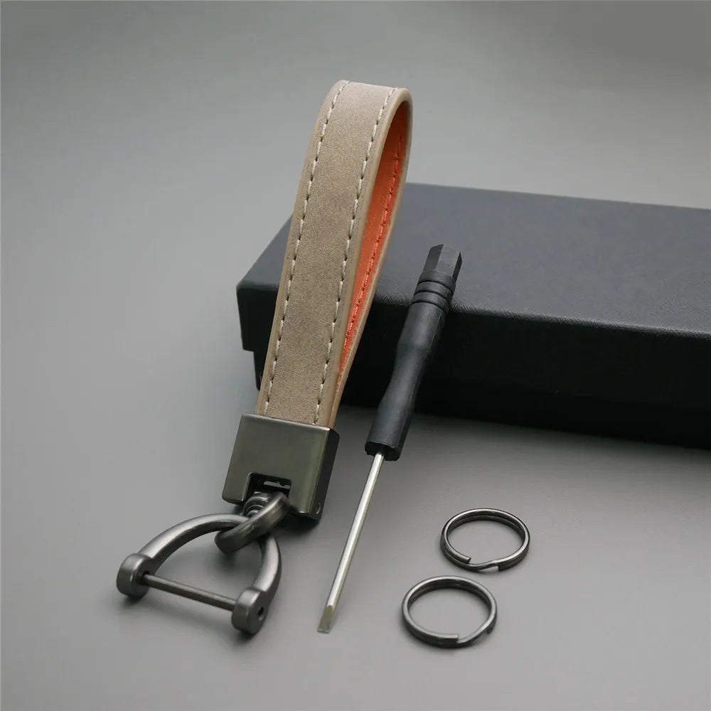 MKENDN Fashion Solid Color Flip Fur Keychain Lanyard Business Gift Key Chain Men Women Car Key Strap Waist Wallet Keyrings