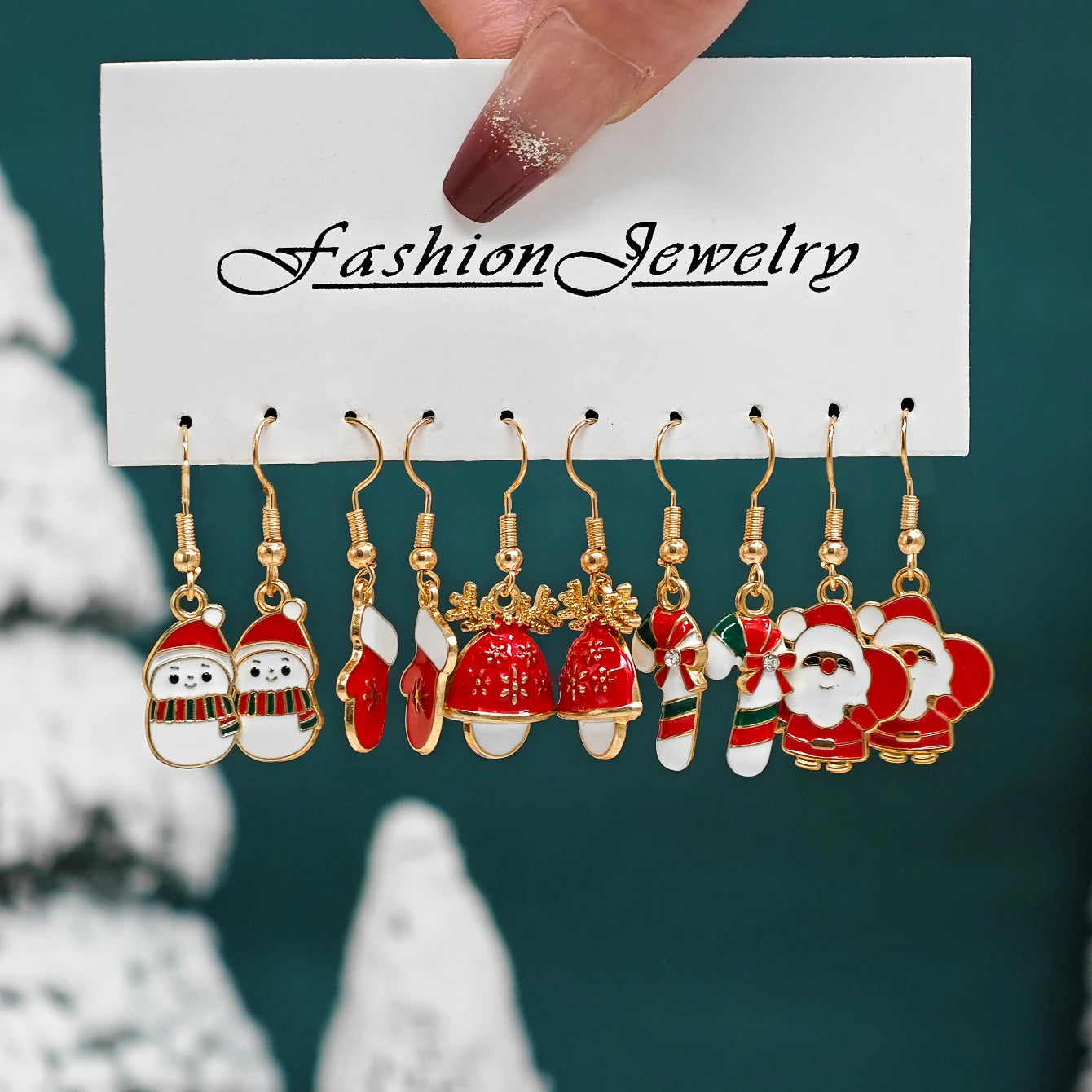 Christmas Alloy Drip Earrings Unique Reindeer Snowman Hat Snowflake Tree Women Accessories