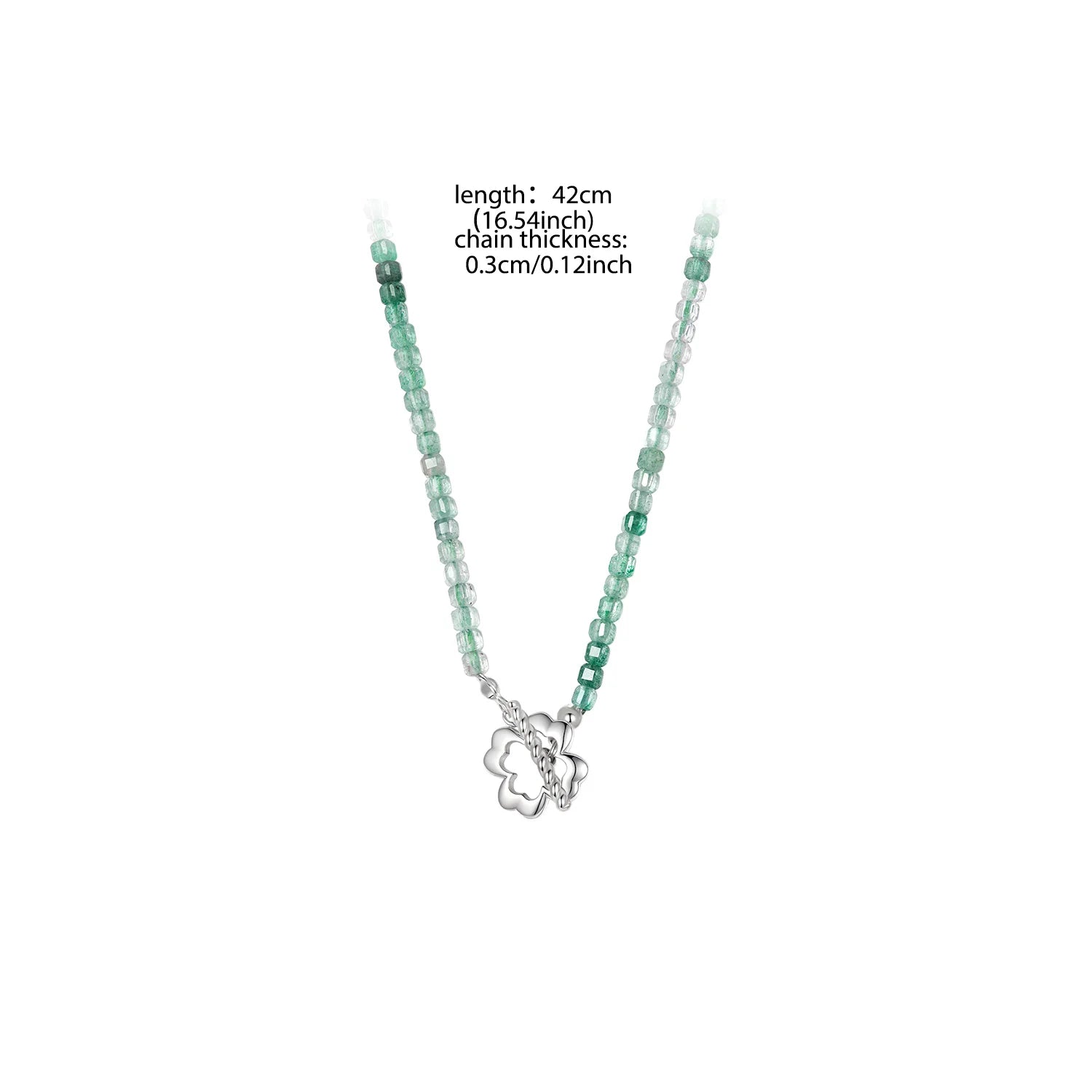 BAMOER Lucky Strawberry Crystal Necklace Green Quartz Beads Chain Choker Colver Pendant Necklace Trendy Healing Women Jewelry