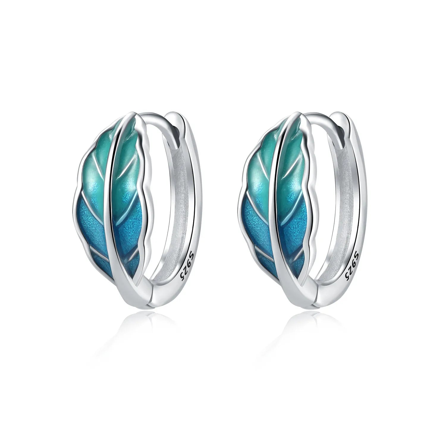 PANPOKI Original 925 Sterling Silver Blue Iris Flower Earrings Women Hoop Earring Anniversary Jewelry Trendy Gifts