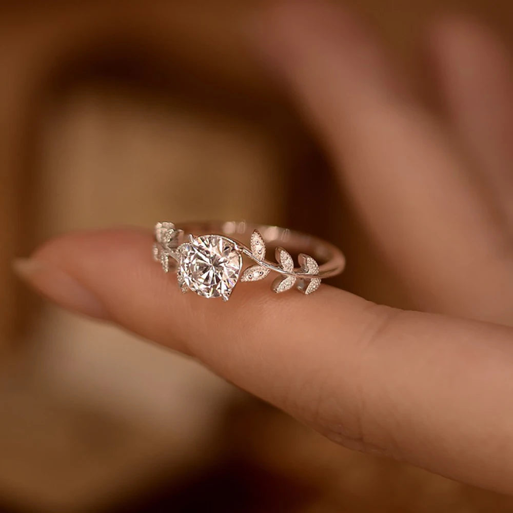 Serenity 1ct D Moissanite Rings for Women Wedding Bridal Gift S925 Sterling Silver Sparkling Lab Diamond Leaf Rings Fine Jewelry - Madeinsea©