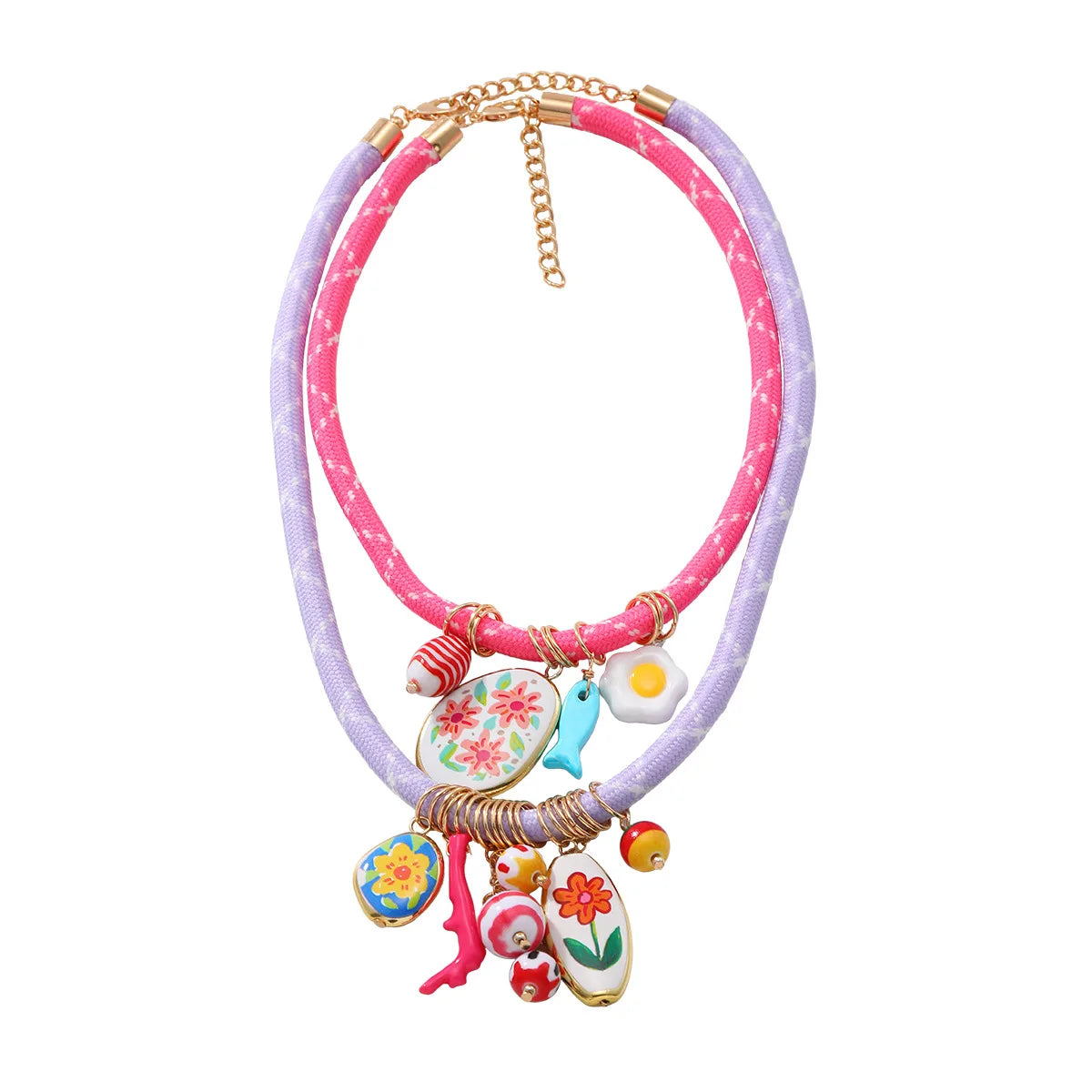 ZAA Exaggerated New Fashionable Small Flower Multi Layer Pendant Necklace