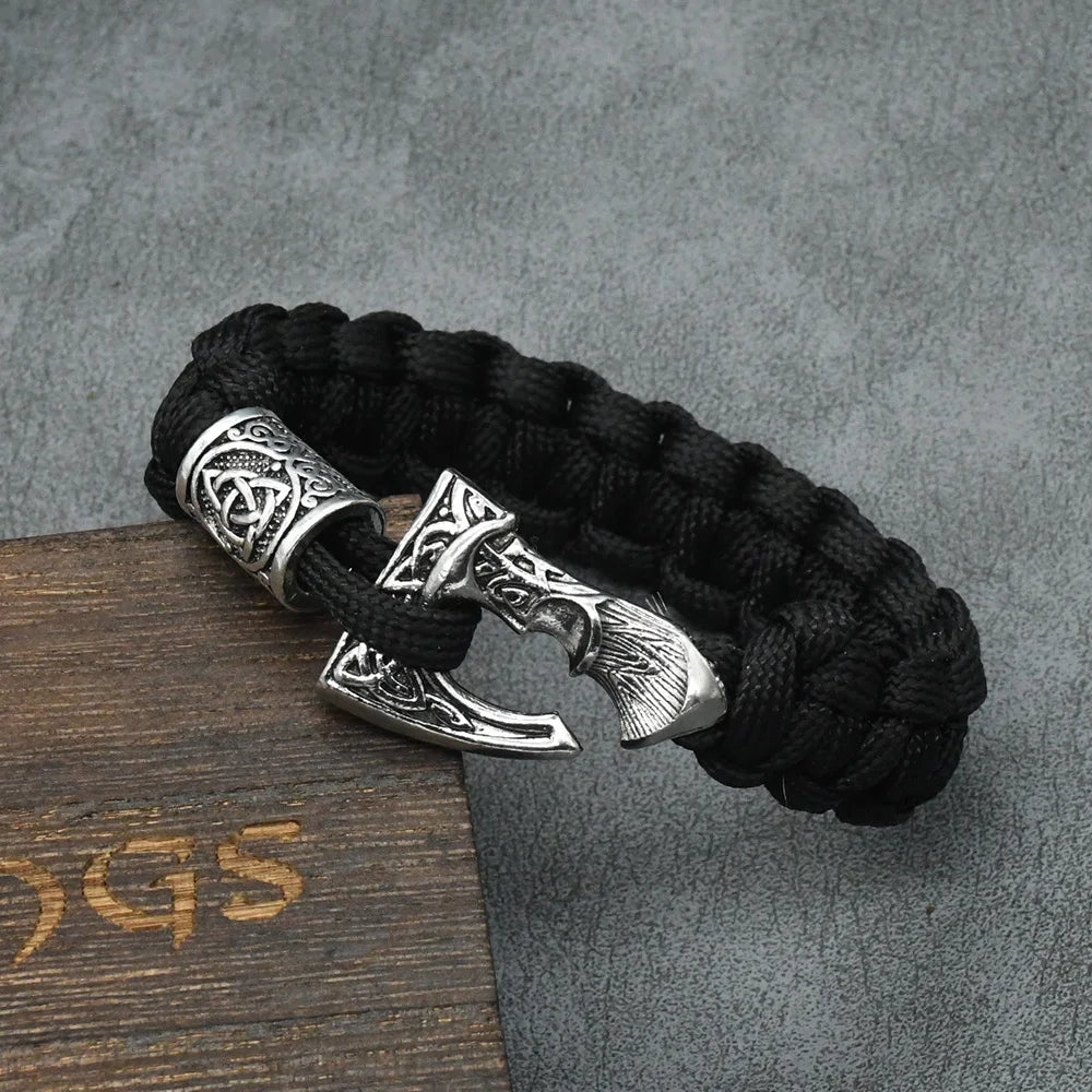 Bracelets de perles de la Trinité avec runes vikings nordiques pour hommes, marteau Mjolnir, paracorde, hache slave Perun, bracelet amulette, bijoux faits à la main pour hommes