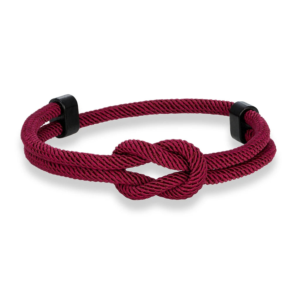 MKENDN Schwarzes Metallarmband mit quadratischem Knoten, handgefertigt, verstellbar, für Damen und Herren, Schmuckgeschenk für Paare