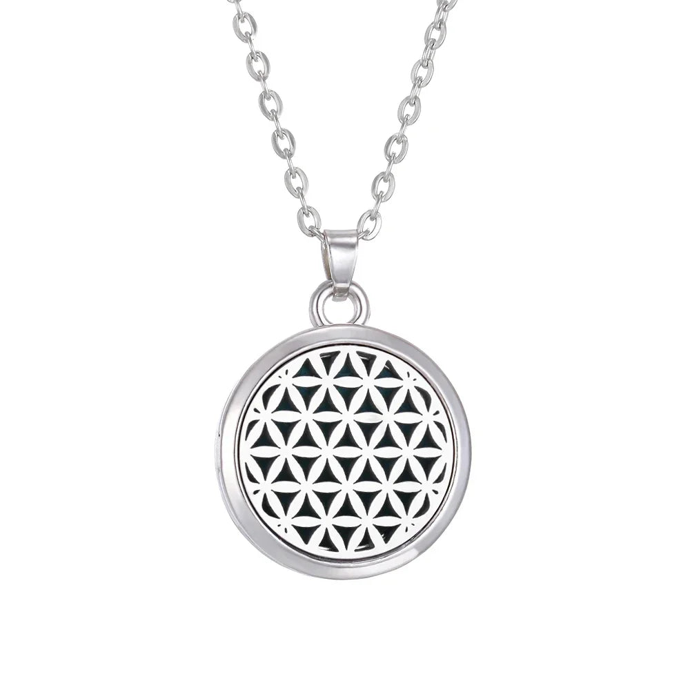 10pcs/lot Aromatherapy Stainless Steel Essential Oil Diffuser Necklace Open Magnetic Perfume Locket Pendant Necklaces for Women