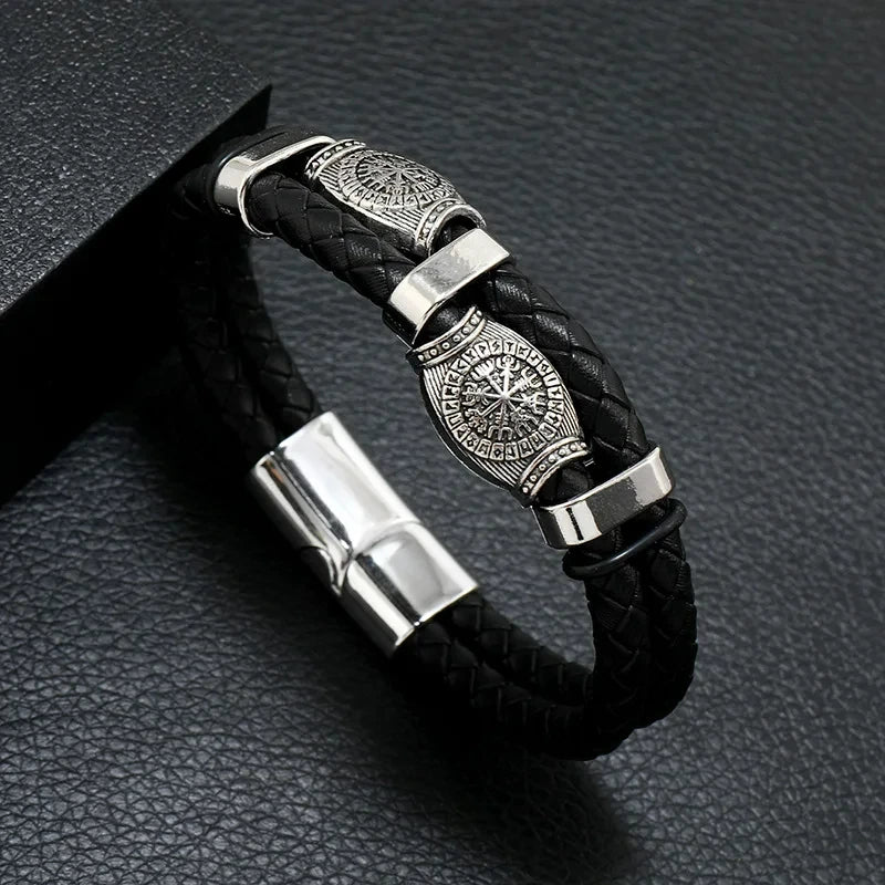 Bracelet en cuir pour homme avec symboles musicaux, style vintage et créatif. Bracelet simple multicouche en cuir.