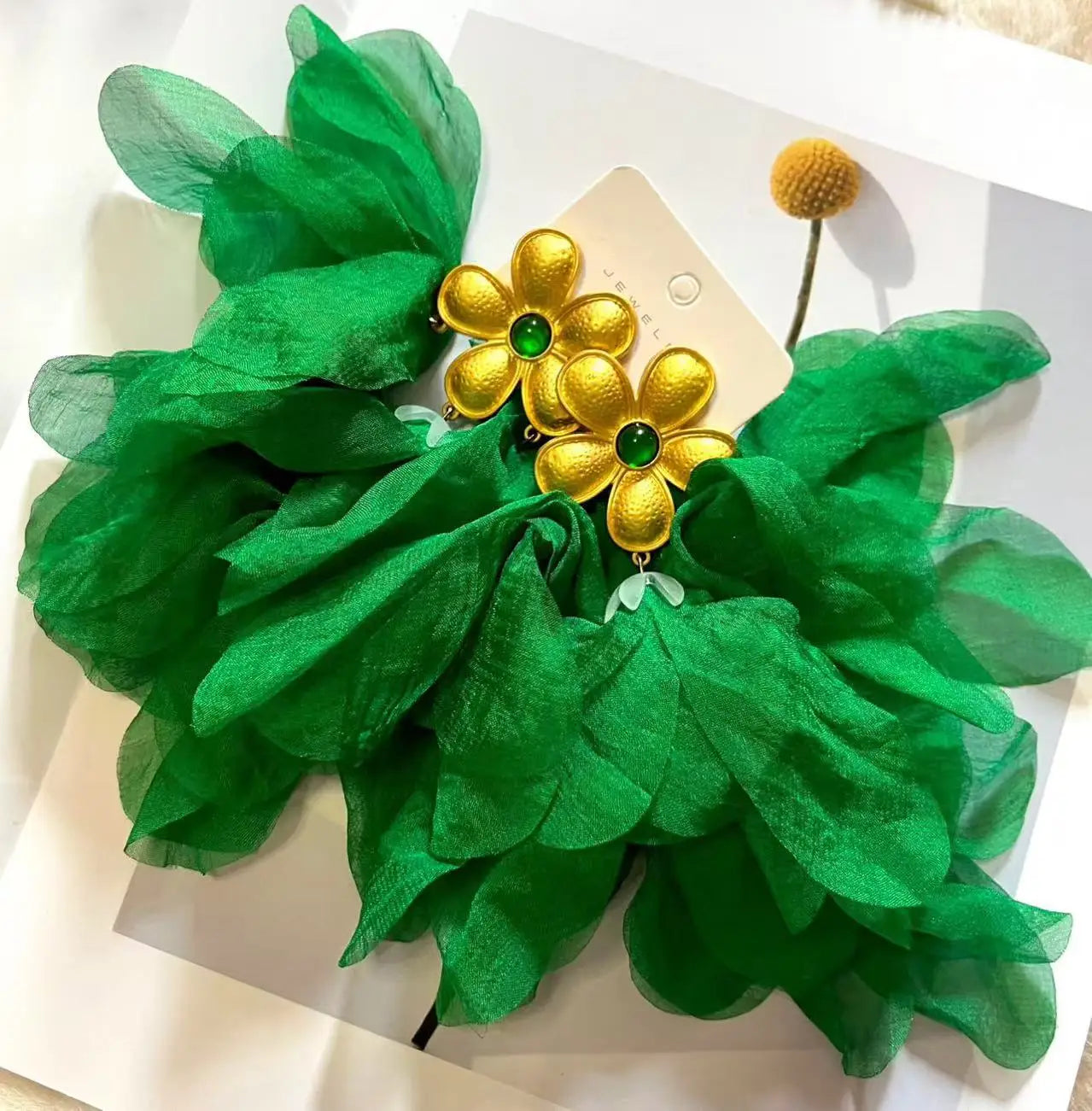 ZAA Personalized Trendy Resin Flower Water Drop Long Earrings