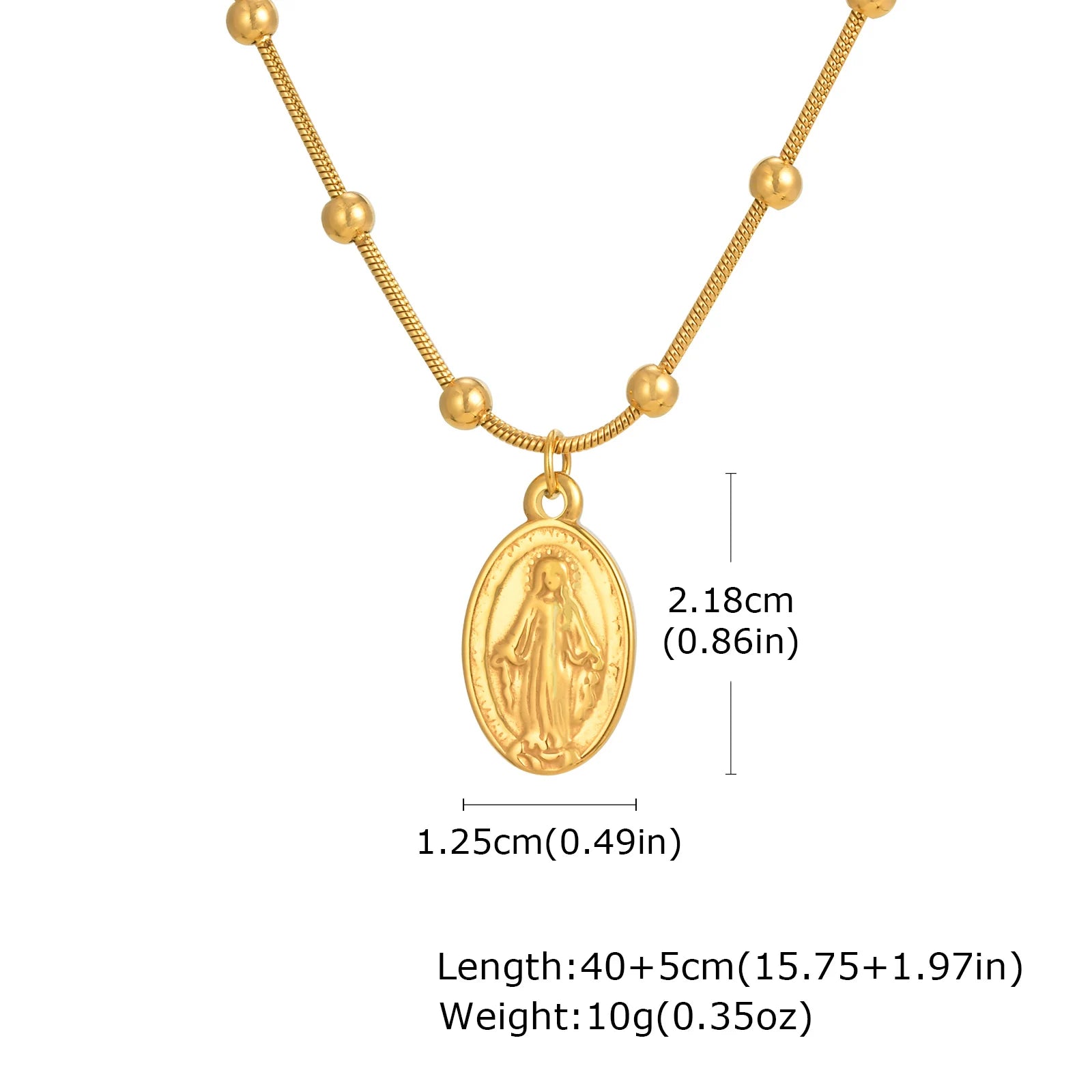 Vnox Light Luxury Rosary Necklaces For Women,Stainless Steel Beads Chain Virgin Mary Pendent,Cross Tail Religion Jewelry Gift