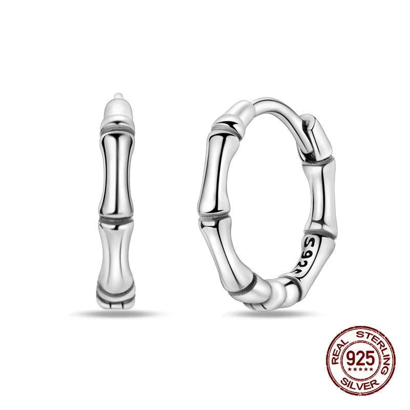 Simple Original 100% 925 Sterling Silver Sparkling Zircon Star Flower Double Hoop Earrings For Women Wedding Engagement Jewelry