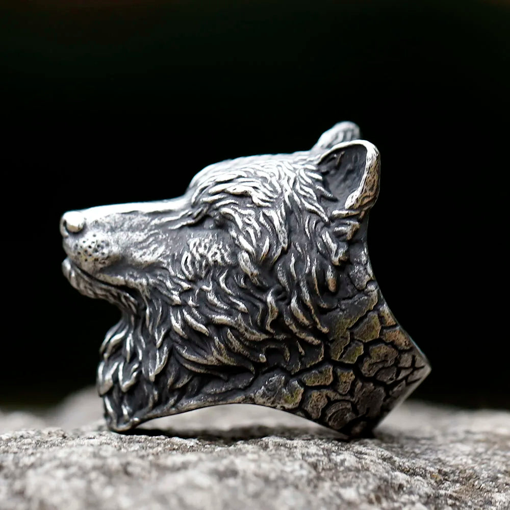 2023 NEW Men's 316L stainless steel rings Nose Viking Style Scandinavian wolf head Animal Ring Jewelry Amulet Gifts