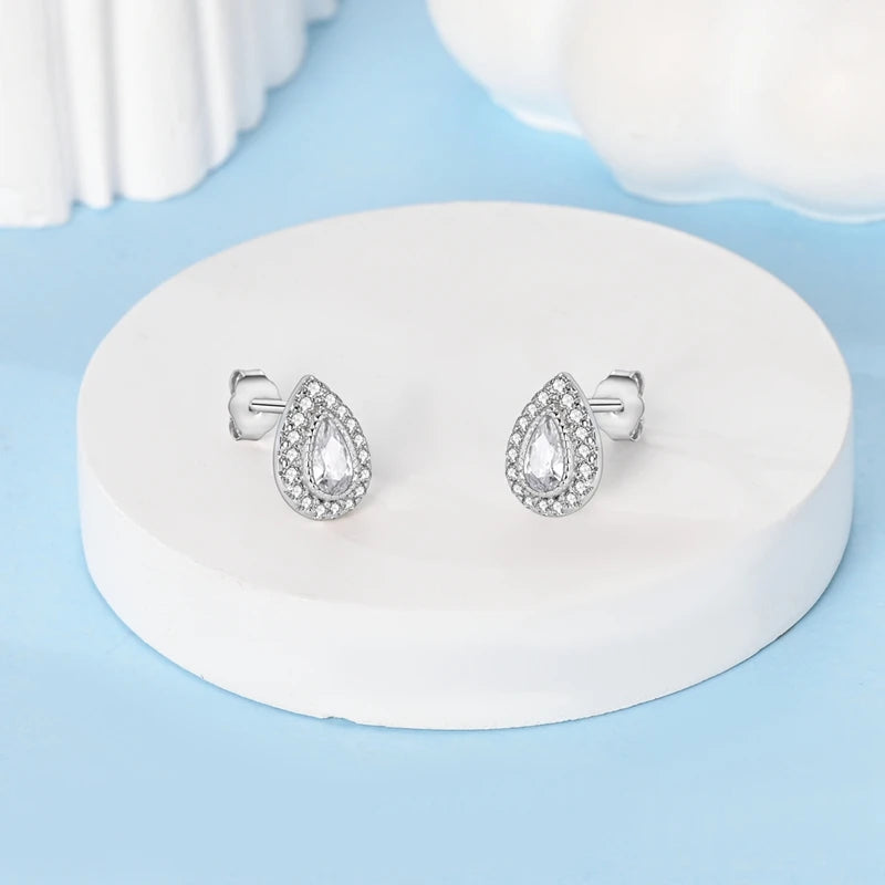 Classic Zircon Stud Earrings For Women Pearl Drop Earring 100% 925 Sterling Silver Butterfly Heart-Shaped Earings Fine Jewelry