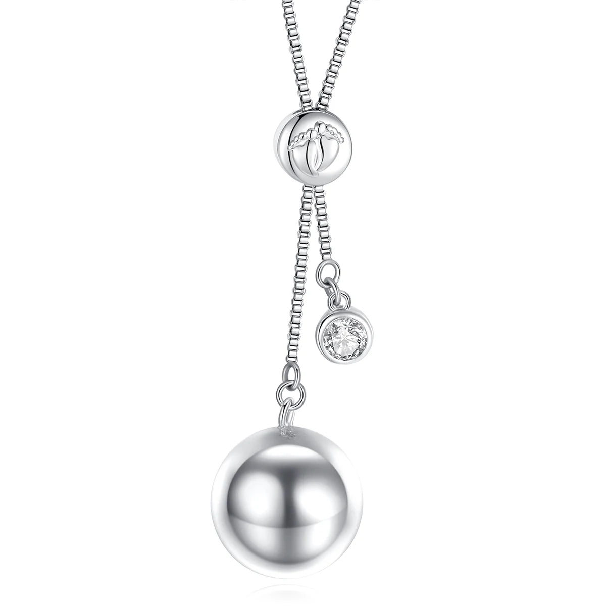 Eudora Collier Bola de Grossesse Pendant White Zircon Harmony Ball Baby Chime Ball Angel Caller Necklace DIY Maternity Jewelry