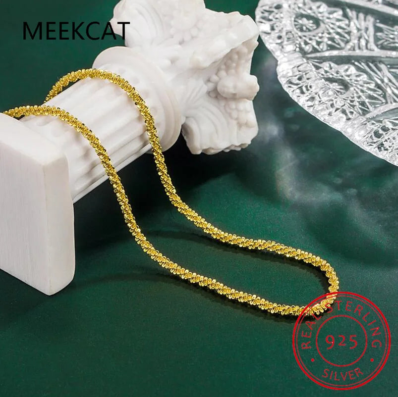 Italian 925 Sterling Silver Sparkling Clavicle Chain Shiny Choker Exquisite Necklace For Women Girls Fine Jewelry Wedding Gift