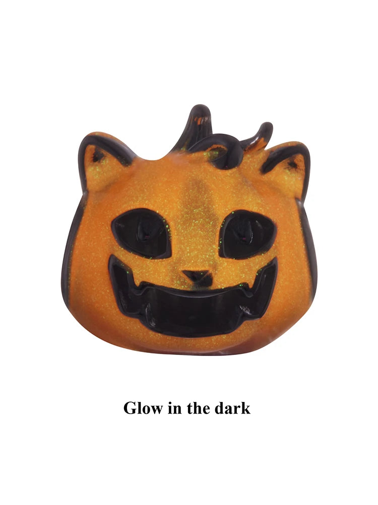 Bamoer 925 Sterling Silver Halloween Pumpkin Charm Magic Crystal Pendant Enamel Luminous Bead for Women DIY Bracelet Accessories