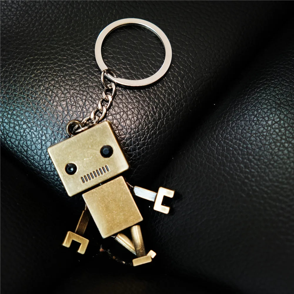 MKENDN New Design Metal Big-Headed Robots Keychains Creative Car  Keyrings Gifts Custom LOGO