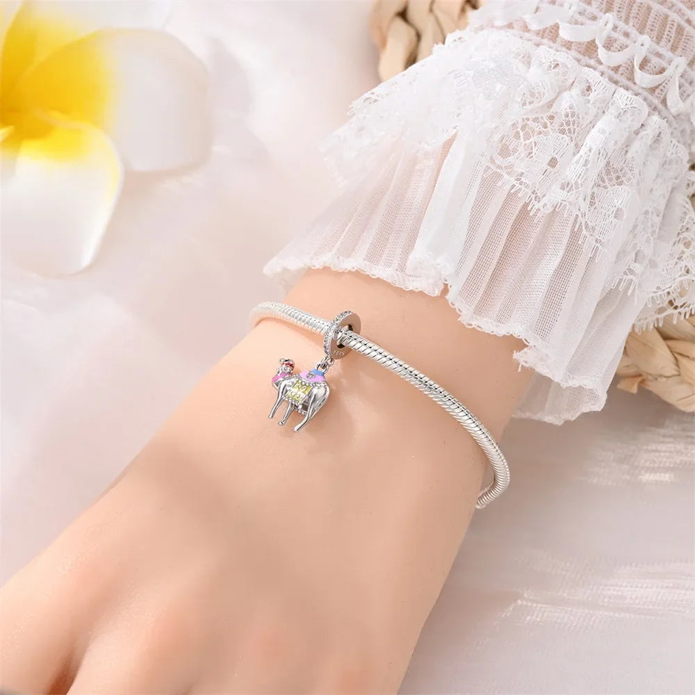 925 Sterling Silver Desert Pyramid Camel Elephant Charm Bead Fit Bracelet Original Charm for Women DIY Jewelry Making