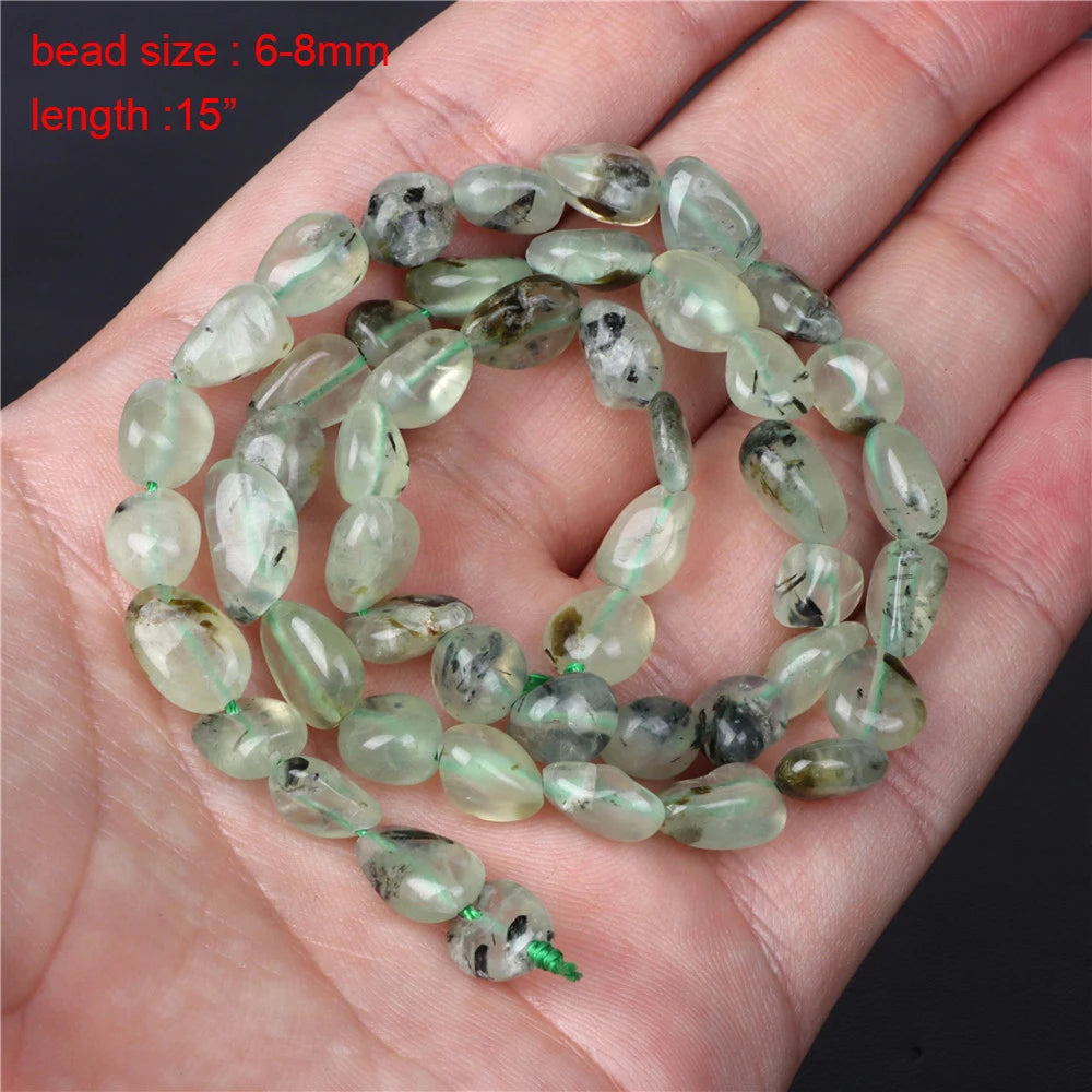 Natural Stone Beads Green Prehnites Round Faceted Loose Spacer Raw Chip Bead For Jewelry Making Needlework Diy Bracelet Necklace
