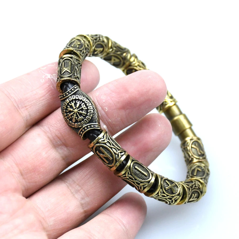 Vikingos Norse Runes Jewelry Trinity Valknut Vegvisir Compass Beads Vikingo Runes Amulet Viking Bracelet Slavic Accessories