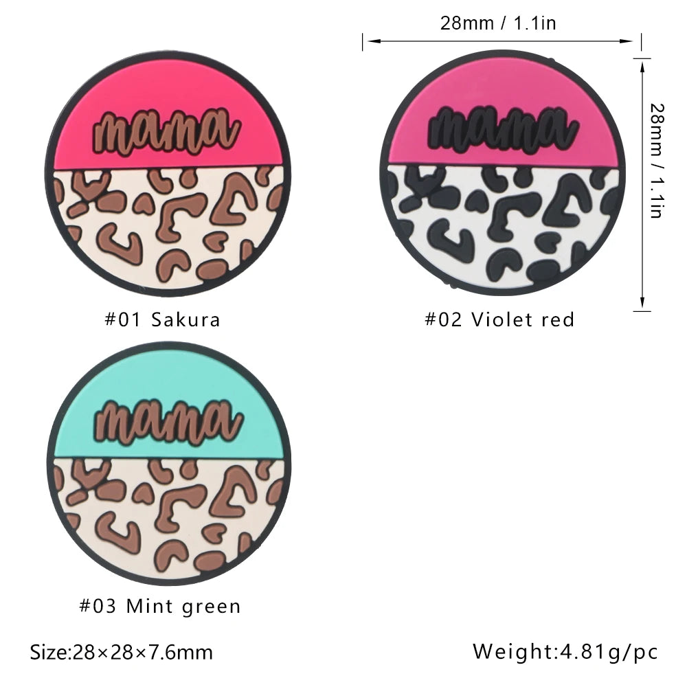 Lot de 5 ou 10 perles en silicone MOM pour la fabrication de bijoux, colliers, bracelets, accessoires de bijouterie