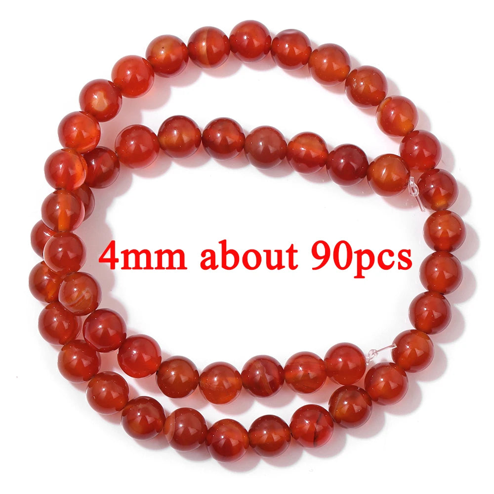 Wholesale Natural Red Carnelian Stone Bead Round Rondelle Coin Agat Loose Spacer Beads For Jewelry Making Bracelet Necklace DIY
