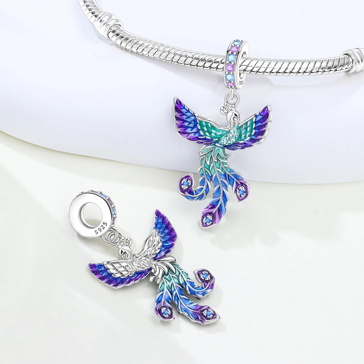 PANPOKI 925 Sterling Silver Eternal Phoenix Lucky Symbol Beads Original Pendants Bracelet Charm Jewelry Party DIY Trendy Gifts