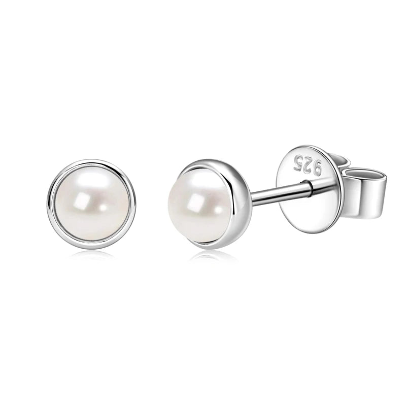 OXTAO 925 Sterling Silver Natural Freshwater Pearl Earrings 3.5-4mm/6.5-7mm Luxury Wedding Earrings for Women Gift