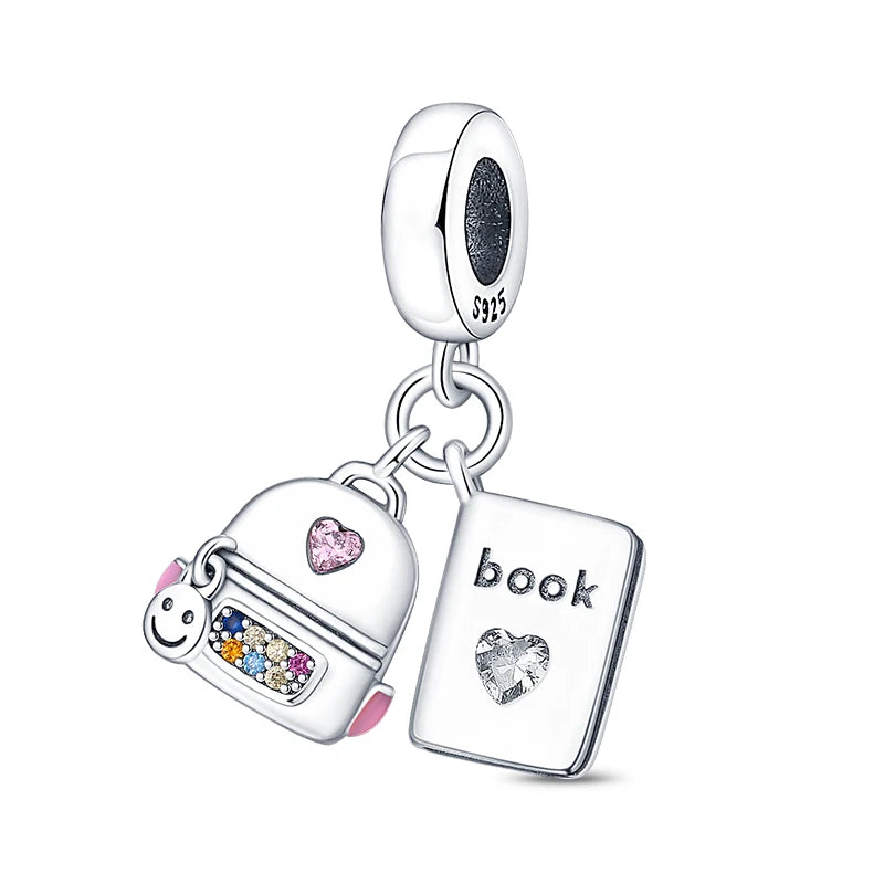 New 925 Silver Trencher Cap Graduation Season Charms Beads Fit 3mm 925 Original Bracelets DIY Unique Jewelry Graduation Gift