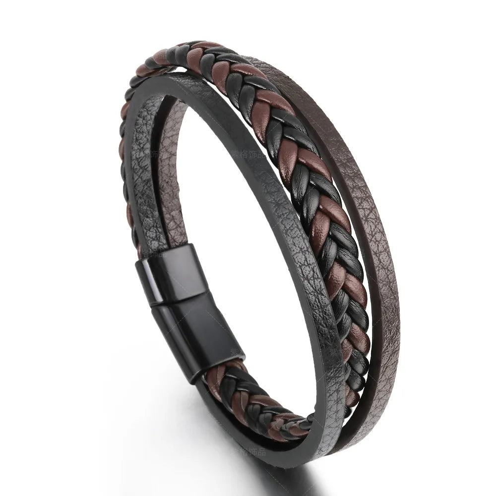 Trendy  Leather Bracelets For Men Multilayer Braided Rope Bracelets For Male Bracelets Jewelry Pulsera Hombre - Madeinsea©
