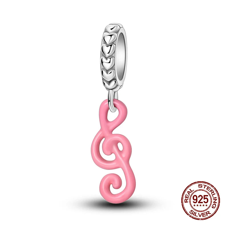 New 100% 925 Sterling Silver Butterfly Guitar Rock Musical Note Charms Beads Fit 3mm 925 Original Bracelets Fine DIY Jewelry