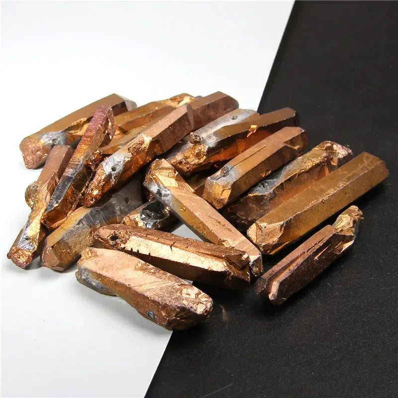 Natural Quartz Stick Beads Top Drilled Rainbow Crystal Loose  Point Beads For Jewelry DIY Healing Hairpin Wedding Halloween Gift