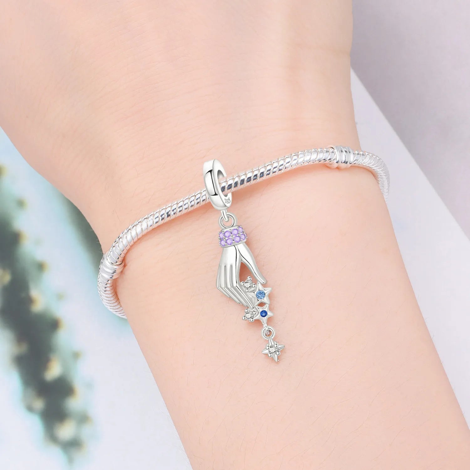 PANPOKI 925 Sterling Silver Star Moon Star River Beads Original Pendants Bracelet Charm Jewelry Party DIY Trendy Gifts