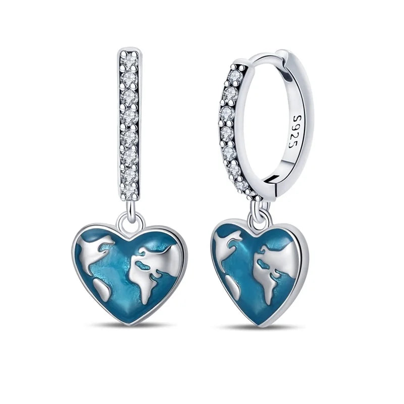 Fashion 925 Silver Earring Blue Zircon Star Moon Butterfly Irregularity Earrings For Woman Fine Engagement Birthday Jewelry Gift