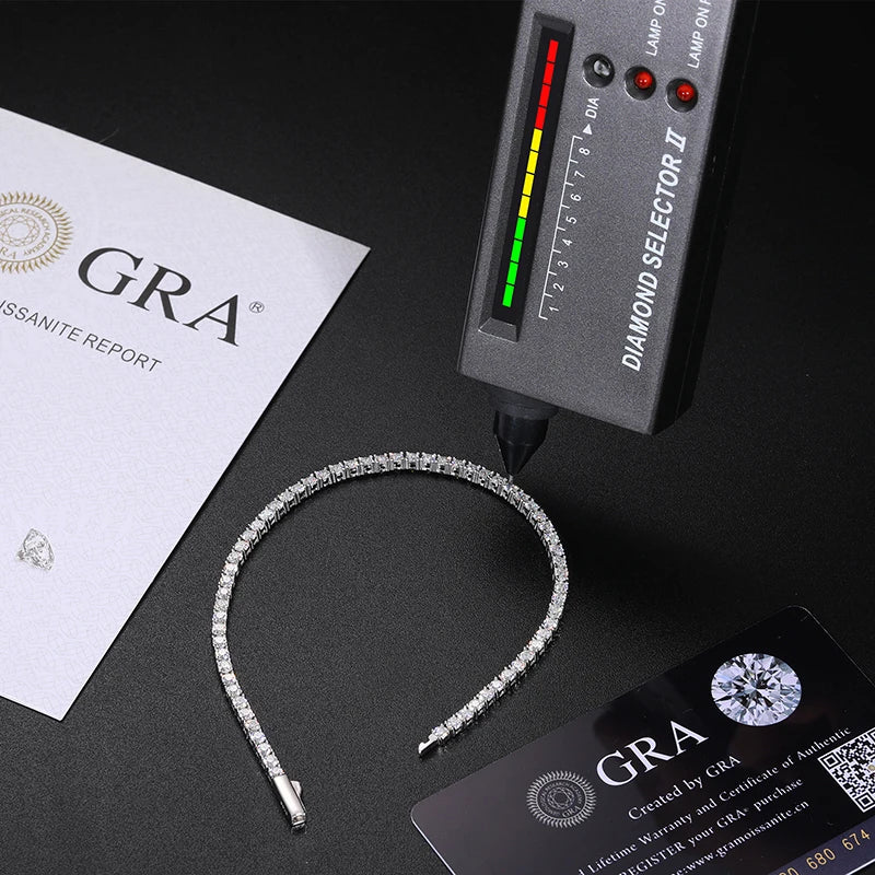 2/2.5mm Full Moissanite Tennis Bracelet for Women Pass Diamond Tester 925 Sterling Silver 18K Gold Plated HipHop Men Jewelry