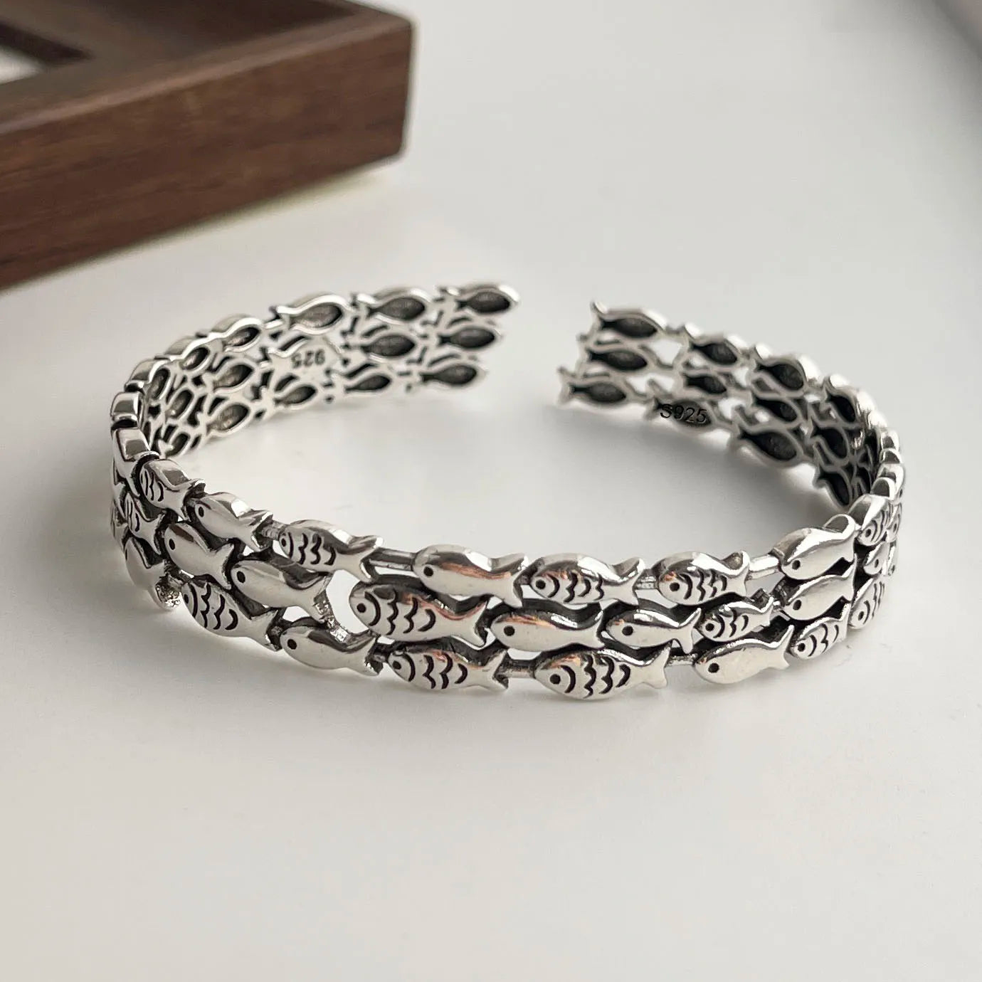 100% Solid 925 Sterling Silver Retro Bracelet for Women Men Vintage Handmade Flower Patern Bracelet Birthday Gift