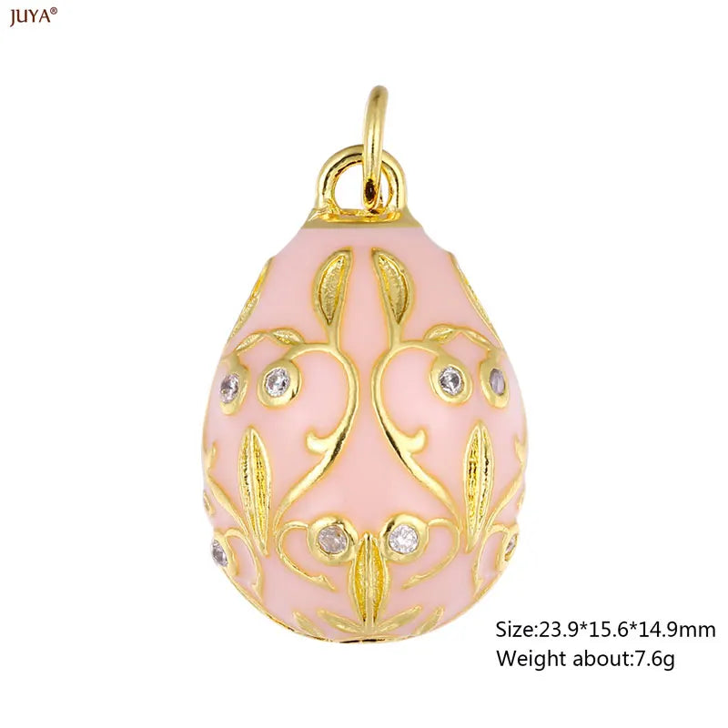 JUYA New 3D Water Drop Pendant Bohemia Type CZ Enamel Charm For DIY Women Necklaces Jewelry Making Accessories