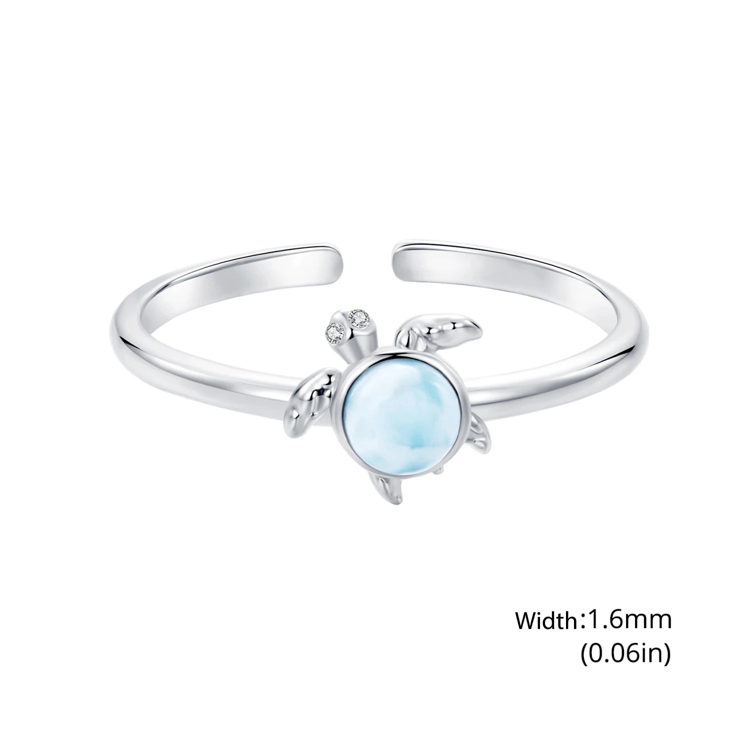 BISAER 925 Sterling Silver Ocean Animal Open Ring Starfish Pearl Conch Turtle Pearl Band for Women Party Jewelry Holiday Gift